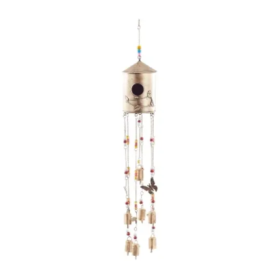 32" Iron Butterfly Birdhouse Windchime, Outdoor Decor - Olivia & May image {7}