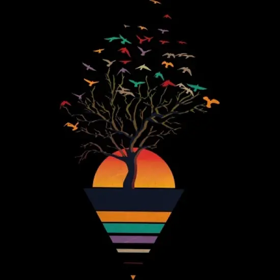 Women's Design By Humans A Colorful Spring Morning, Birds and Trees By summerissalt Racerback Tank Top image {1}