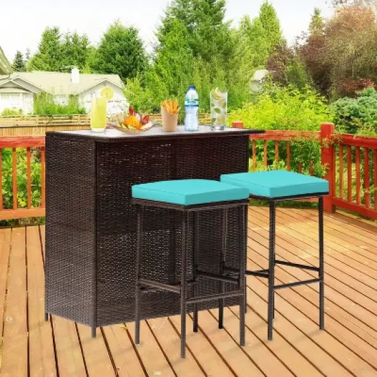 BestMassage Wicker Patio Furniture 3 Piece Rattan Table and Chairs image {1}