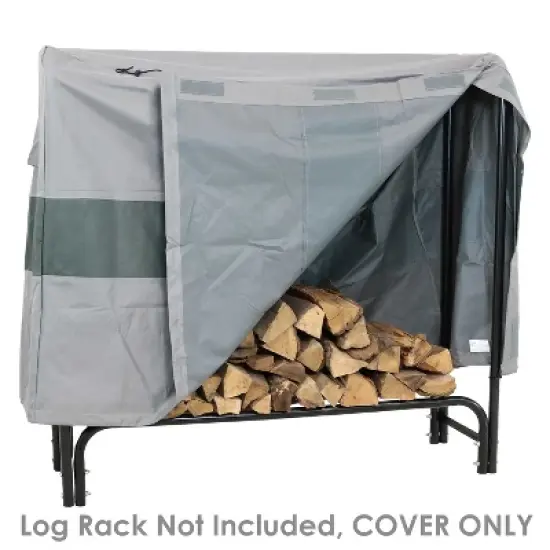 Sunnydaze Outdoor Weather-Resistant Heavy-Duty Polyester with PVC Backing Firewood Log Rack Cover - Gray and Green image {5}