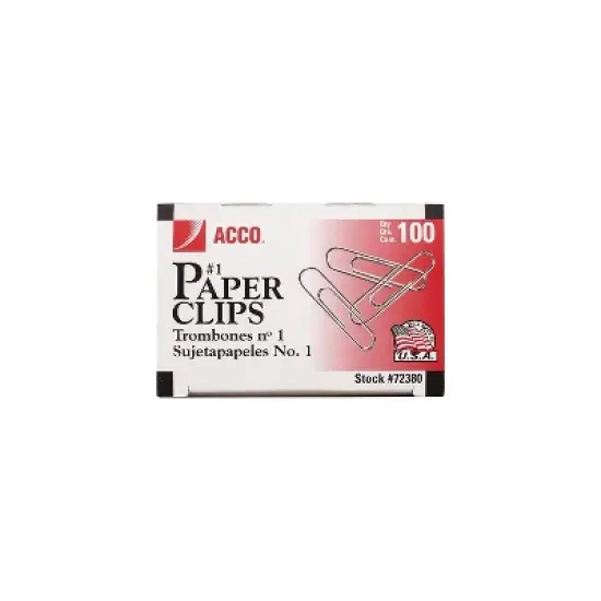 ACCO Economy #1 Paper Clips Silver 100/Box 10 Boxes/Pack (A7072380) 126474 image {1}
