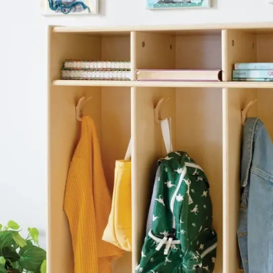 Guidecraft EdQ 5-Section Wooden Storage Locker for Classroom, Kids Cubby Organizer with Shelves and Hooks for Coats image {4}