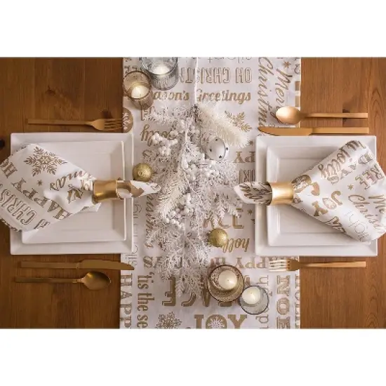 Design Imports  Christmas Gold Holiday Collage Printed Metallic Table Runner, Gold, 14X108" image {6}