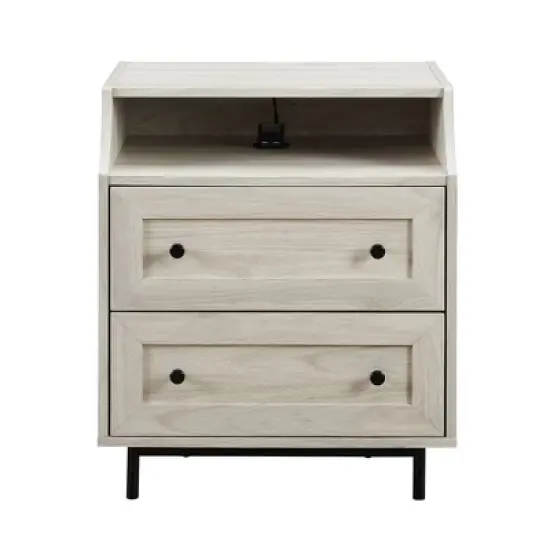 Transitional 2 Drawer Nightstand with USB Port - Saracina Home image {3}