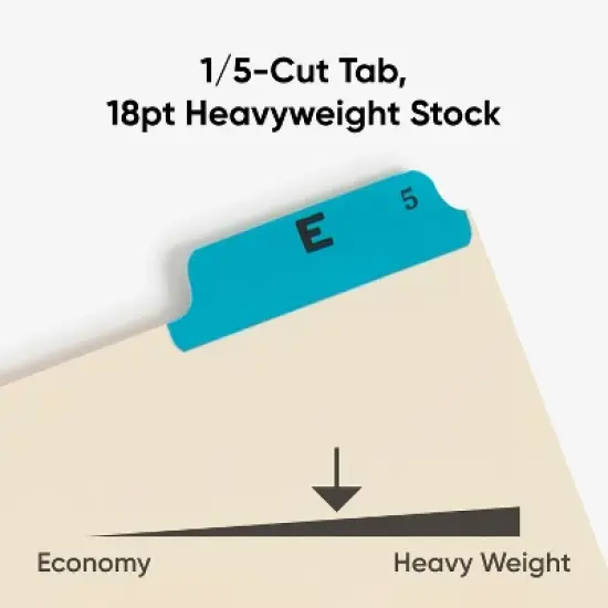Smead Guides, Multi-Colored Fused Poly 1/5-Cut Tab (A-Z), Letter Size, Manila, 25 per Set (50180) image {3}