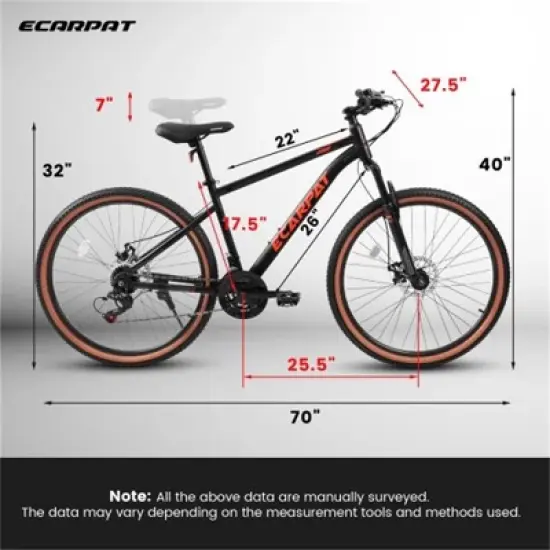 YONWAY 27.5 Inch Mountain Bike, Durable High Carbon Steel Frame,Disc Brakes, Brown Edge Tires for Commuting and Outdoor Exploration image {2}