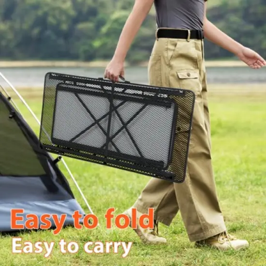 MUKE Portable Camping Kitchen Table with Storage, Light Pole & Side Hooks, Folding Outdoor Cook Station for Picnic image {5}