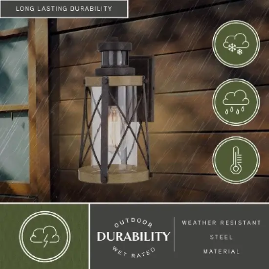 VAXCEL Harwood Bronze Motion Sensor Dusk to Dawn Outdoor Wall Light Farmhouse Clear Glass image {4}