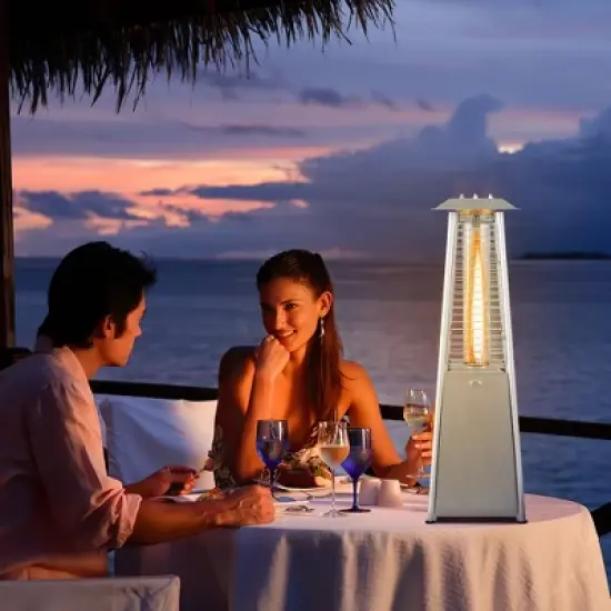 Costway 35'' Portable Tabletop Pyramid Patio Heater Stainless Steel Propane gas 9500 BTU image {2}