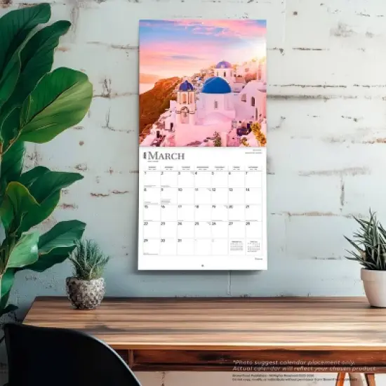 BrownTrout Greece 2026 12"x24" Hanging Square Wall Calendar Plastic-Free image {4}