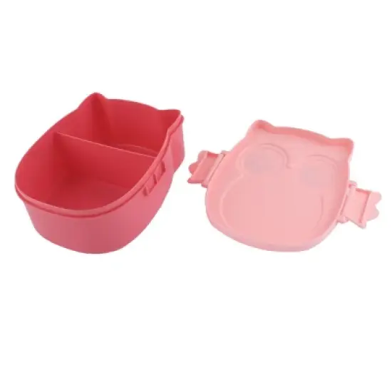 Unique Bargains Plastic Cartoon Owl Design 2 Compartments Lunch Box Food Storage Container image {2}