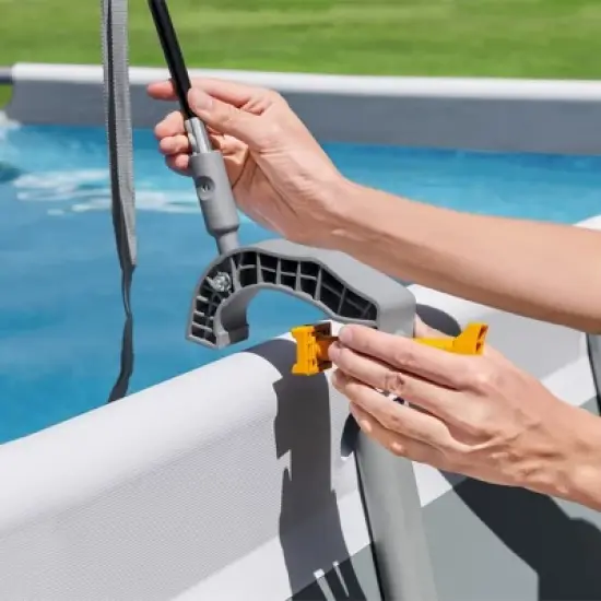 Bestway Flowclear Pool Canopy for 6' 11" to 11' 2" Above Ground Outdoor Oval or Rectangular Swimming Pools with UPF 40 Plus Sun Protection, Gray image {5}