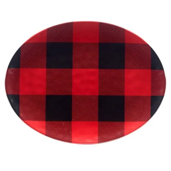 Certified International 2pc Red Buffalo Plaid Melamine Platter Set image {1}