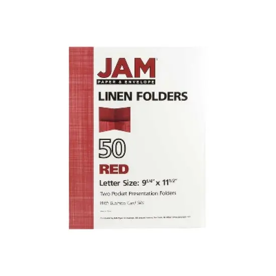 JAM Paper Two-Pocket Textured Linen Business Folders Red 386LRED image {8}