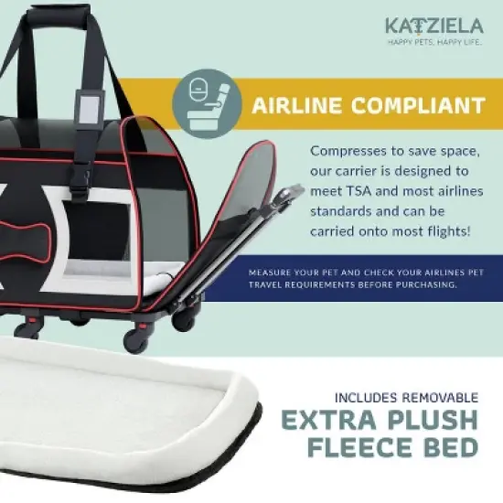 Airline Compliant Pet Carrier With Wheels And Telescopic Handle image {6}