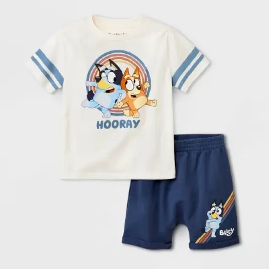 Toddler Boys' Bluey Solid Top and Bottom Set - Cream image {4}