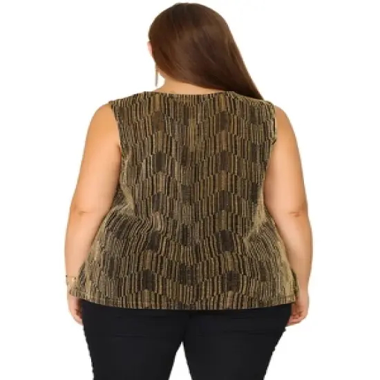 Agnes Orinda Women's Plus Size Sequin Glitter Gradient V Neck Camisoles image {3}