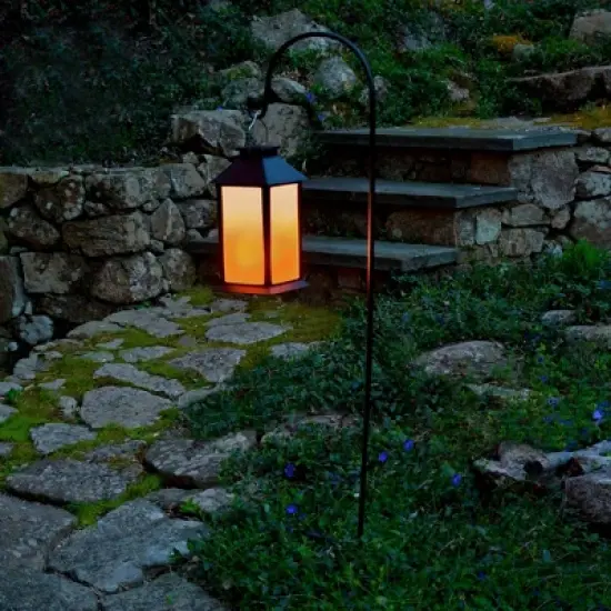 LumaBase Solar-Powered Flame-Effect LED Black Lantern image {3}