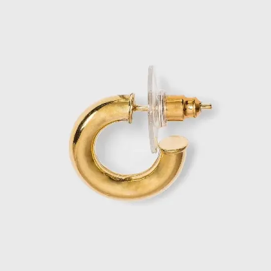 14K Gold Plated Tube Hoop Post Drop Earrings - A New Day&trade; image {2}