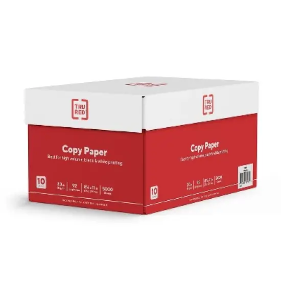 TRU RED 8.5" x 11" Copy Paper 20 lbs. 92 Brightness 500 Sheets/Ream 10 Reams/Carton (TR56958) image {2}