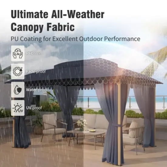 Captiva Designs 10x13 Patio Gazebo with Screened Canopy & Mosquito Netting &ndash; Heavy Duty Outdoor Shelter for Lawn and Garden image {1}