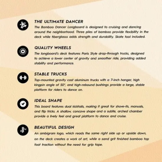 Magneto Bamboo Carbon Fiber Longboard Skateboard- 46" x 9.5", Cruising, Carving, Downhill and Dancing, Kicktails & Tricks image {4}