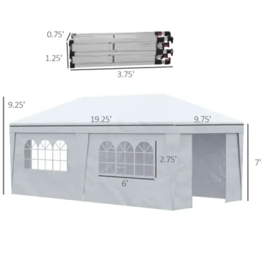 DSVIMOY 10'*19.5' Pop Up Canopy Tent with Sidewalls, Height Adjustable Party Tent, Event Shelter with Double Doors, White, 232.25"*117"*112.25" image {2}
