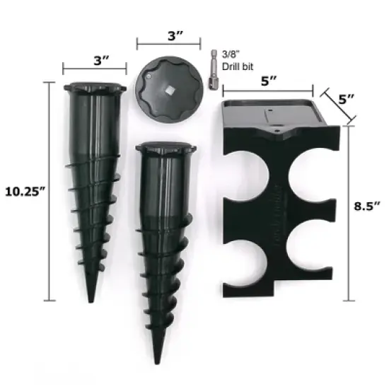 Ground Spike & Wall Storage Kit &ndash; 2-Pack + Mounting Holder image {1}