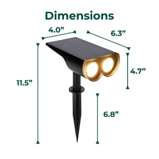 Techko Maid 2pk Outdoor Solar Spotlight with Wall Mount and Ground Stake Matte Black image {11}