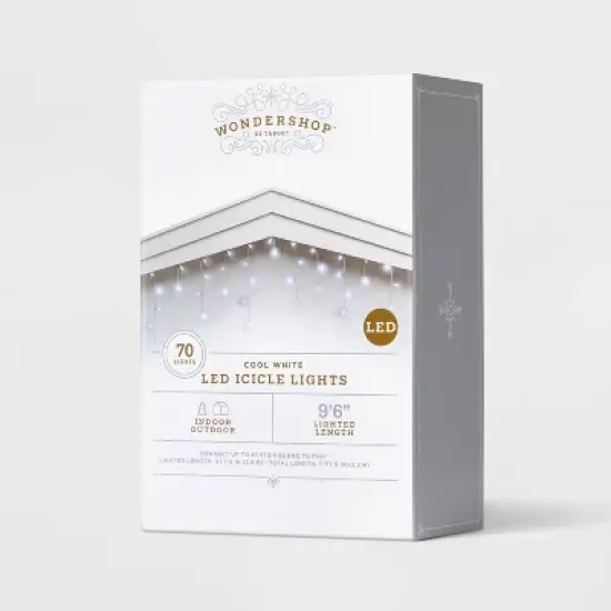 70ct LED Christmas Icicle Lights Cool White with White Wire - Wondershop&trade; image {3}