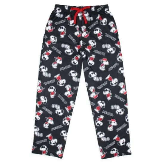 Peanuts Boys' Joe Cool Snoopy Character Tossed Print Sleep Pajama Pants Black image {4}