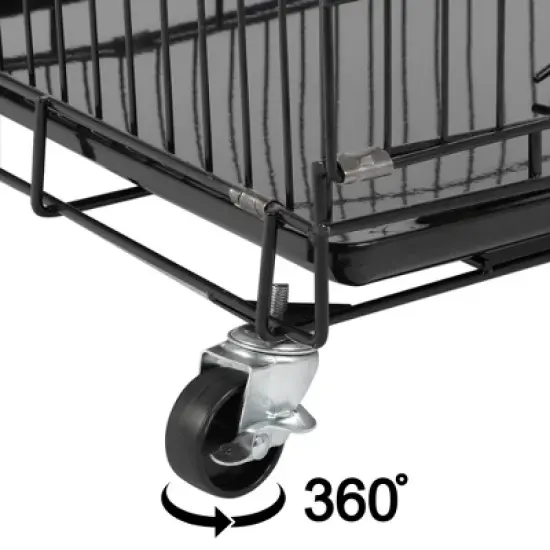 Yaheetech 4 Tiers Rolling Metal Cat Cage on Wheels Black image {7}