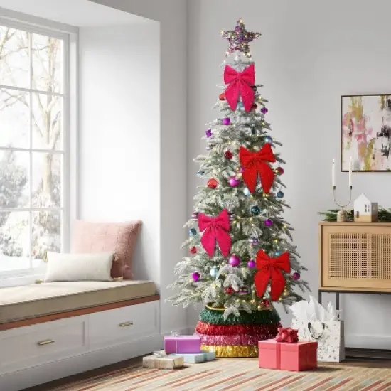 6.5" Christmas Tinsel Bow Ornament Hot Pink&nbsp; - Wondershop&trade; image {1}