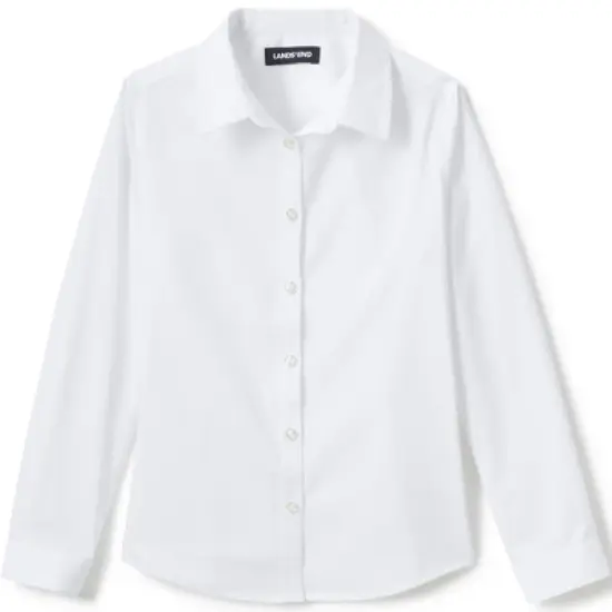 Lands' End School Uniform Girls No Gape Long Sleeve Stretch Shirt image {3}