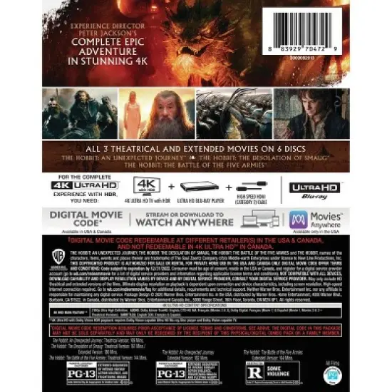 The Hobbit: Motion Picture Trilogy (Extended & Theatrical)(4K/UHD) image {3}