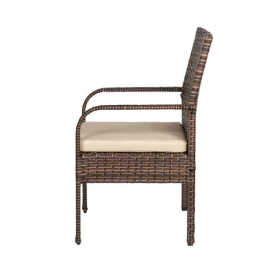 WestinTrends 3-Piece Rattan Wicker Modern Converstaion Seating Set, Brown/Beige image {2}