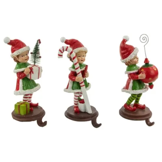 Northlight Standing Christmas Elves Stocking Holders - 8.5" - Set of 3 image {2}