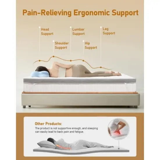 Dyonery 3 Inch Memory Foam - High Density Mattress Pad for Back Pain Relief - Breathable Washable Cover with Anti-Slip Straps image {3}