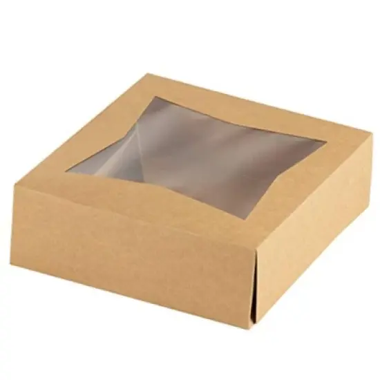 Juvale 10 Pack Pastry Box Take Out Container with Window for Bakery Cookie Cupcake Dessert, Kraft Paper 8&rdquo;x8&rdquo;x2.5&rdquo; image {3}