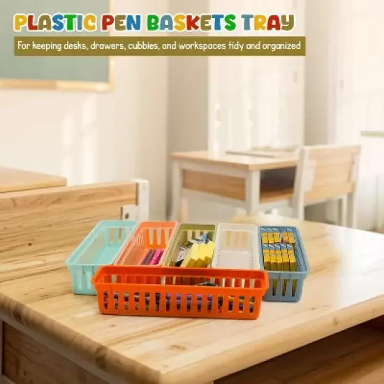 4E's Novelty 12 Pack Pencil Trays in Vibrant Boho Colors, Durable Pencils Tray, Stylish Pen Baskets, Fun Boho Durable and Versatile Colorful Pen Tray image {3}