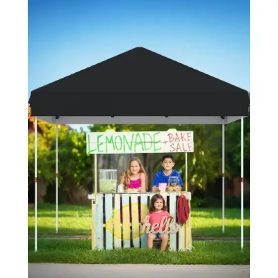 10x10 Pop Up Canopy, Outdoor Tent with Portable Roller Bag & One Button Push Setup, 3 Adjustable Height 4 Weight Bags 8 Stakes 4 Guy Ropes image {7}