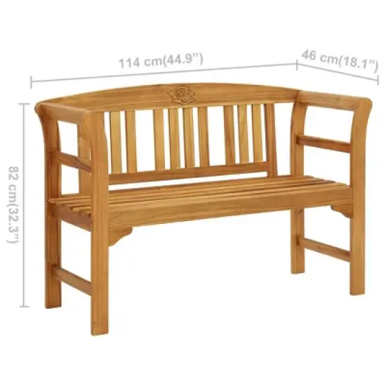 vidaXL Outdoor Patio Bench Garden Park Bench with Armrests Solid Wood Acacia - 44.9" image {5}