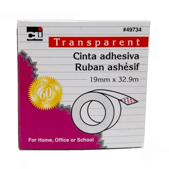 Charles Leonard Tape, Transparent, 3/4" Wide x 1296", 1" Core, 12 Rolls image {2}