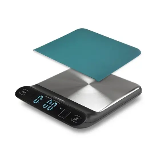 Polder 22lb Dry Kitchen Digital Scale and Silicone Cover Aqua image {2}