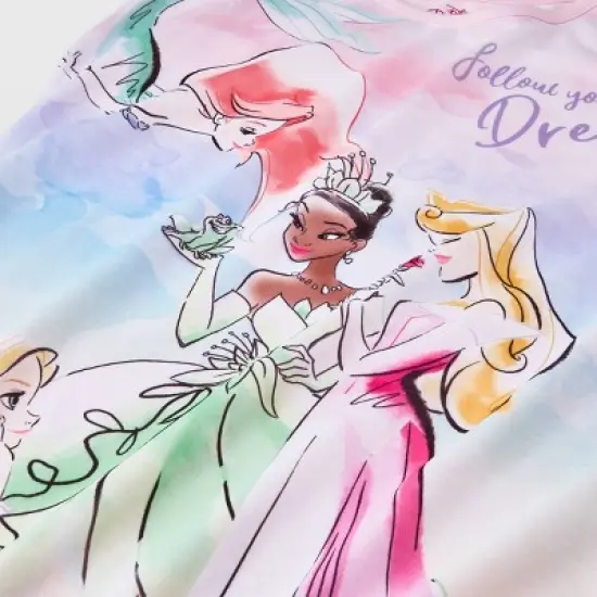 Girls' Disney Princess Watercolor 5pc Pajama Set - Pink/Green/Purple image {2}