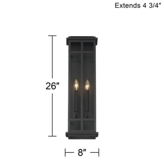 Possini Euro Design Metrix Modern Industrial Outdoor Wall Light Fixture Black Metal 26" Clear Glass for Post Exterior Barn Deck House Porch Yard Patio image {7}