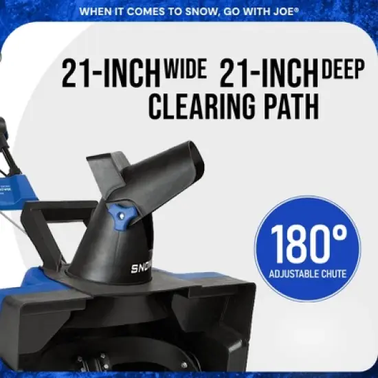 Snow Joe Corded Electric Snow Blower, 15A Motor, 21" Clearing Path - Walk-Behind Thrower with 20' Throw Distance & LED Light for Driveways, SJ625E image {4}