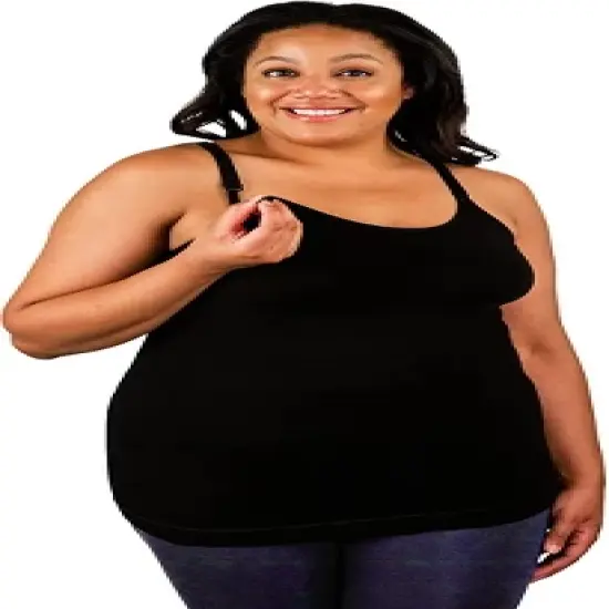 Bamboobies Nursing Tank Top, Maternity Clothes for Breastfeeding, Black, Large image {6}