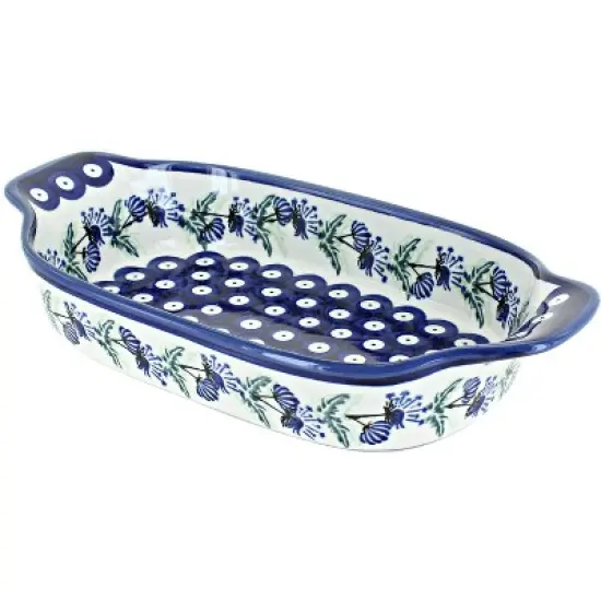 Blue Rose Polish Pottery 1281 Zaklady Rectangular Serving Dish image {14}