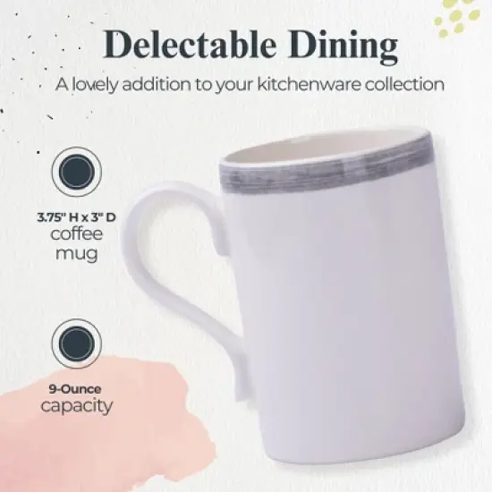 Portmeirion Potter's 9oz Brushstroke Breakfast Mug, Set of 4, Elegant Earthenware Tea Mugs with Handle, Ideal Gift for Coffee Lovers - Grey image {3}